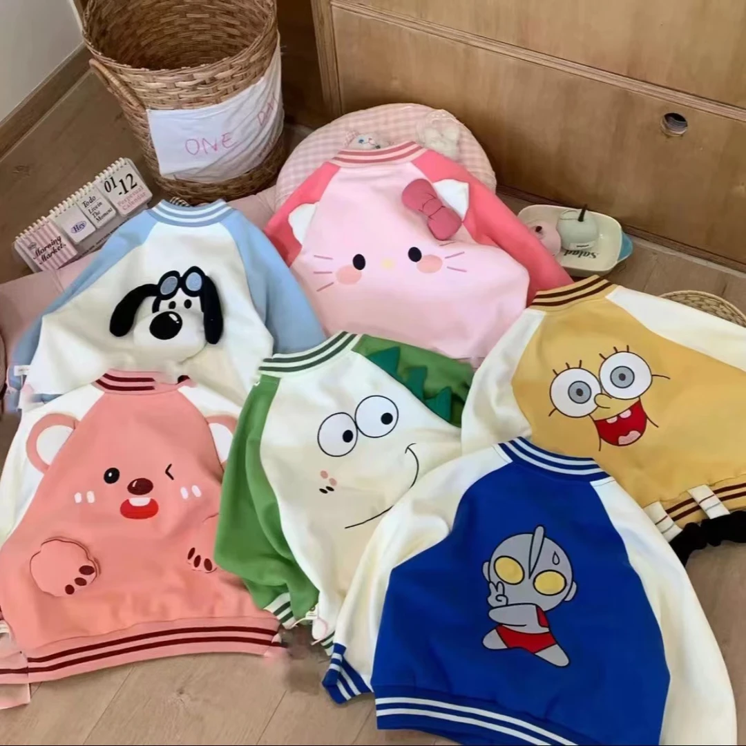 春秋季新款女童棒球服外套时髦3D立体兔子秋装时尚洋气开衫上衣1