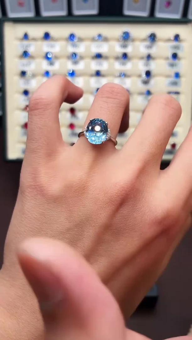 无925银轻奢魔鬼蓝色女神戒