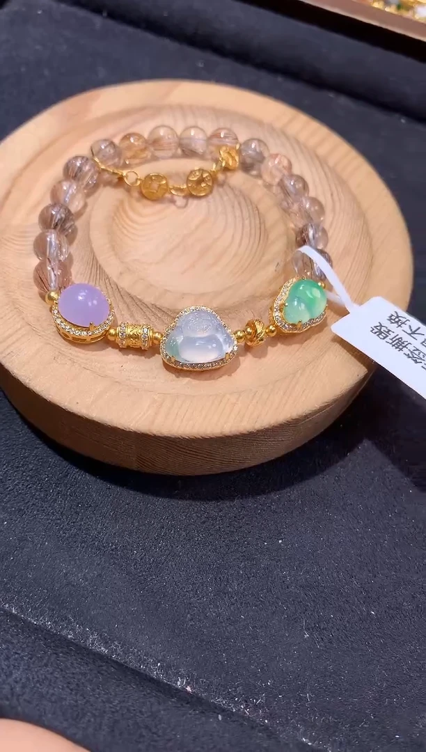 银S925镶嵌手串翡翠小*手串