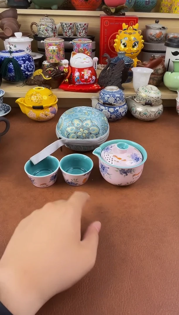 陶瓷茶具摆件旅行套组