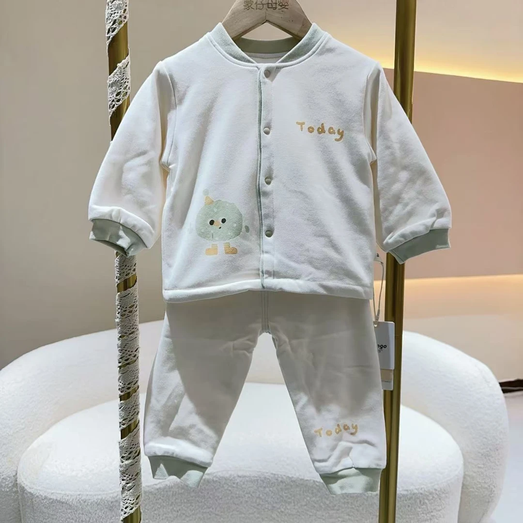 布婴谷-【顽皮小球62405-405】薄棉对开肚围高腰家居服套装