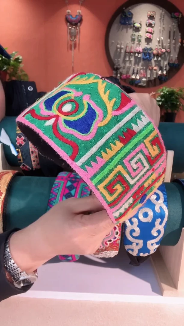 织绣长红苗银苗绣手工首饰59发箍