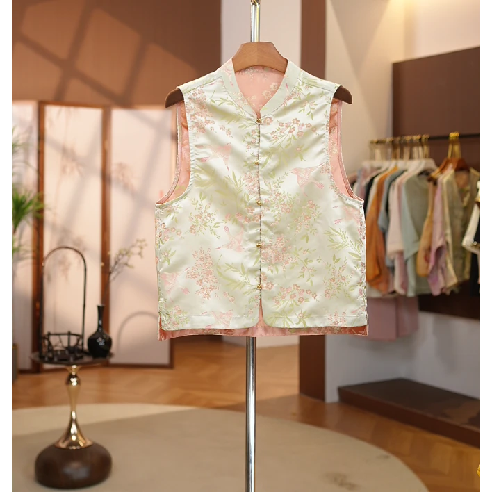 【春枝花鸟】新中式气质双面穿提花百搭春枝花鸟马甲