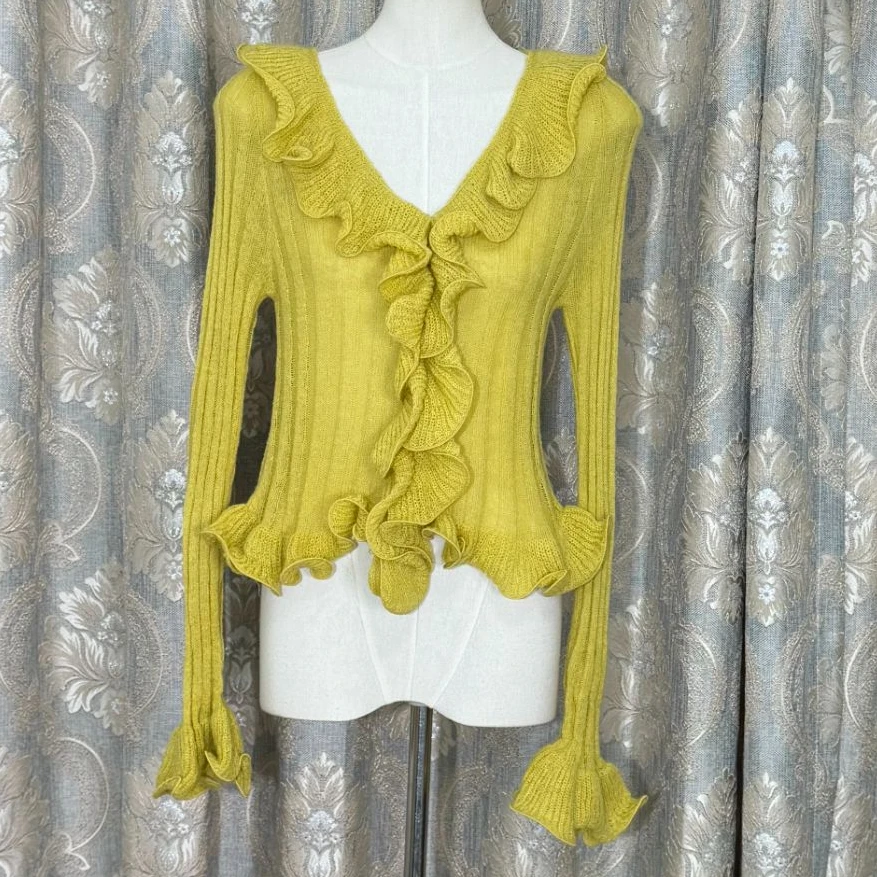 新款+公主袖+毛针织衫+秋季针织+法式上衣+内搭外穿+超美+百搭款