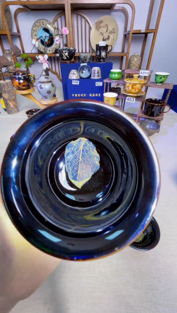 【特价木叶压手杯】非遗大师手工高温瓷特价款