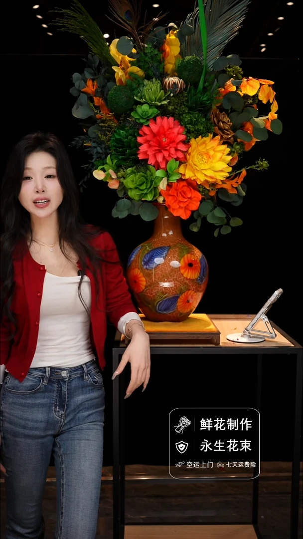 手工艺品琉璃手工花器花束空运包邮送货上门-以图片为准