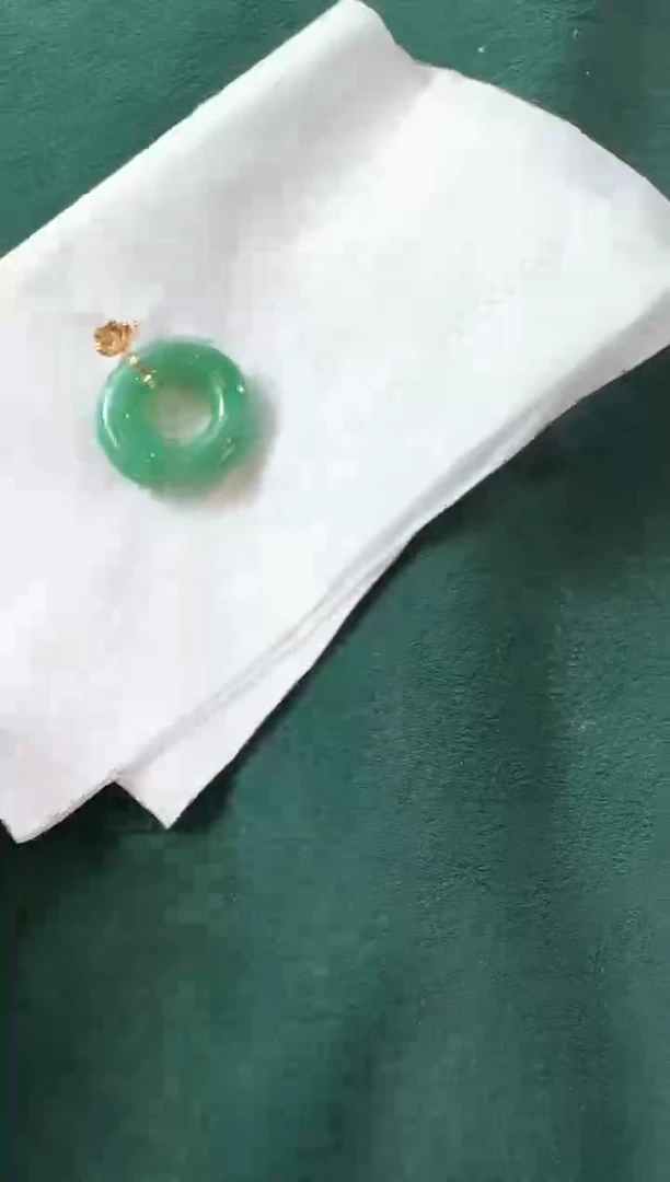吊坠(不含链)18K金镶嵌翡翠翡翠甜甜圈吊坠