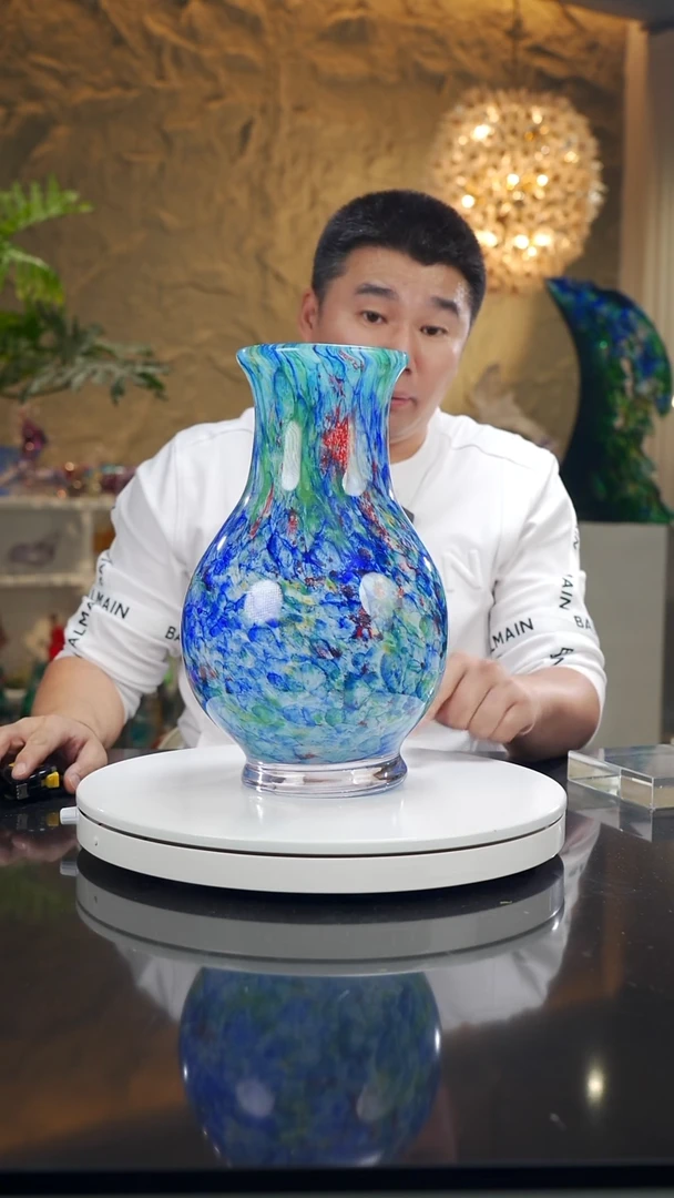 摆件福利设计款蓝彩莫奈花瓶（微瑕）