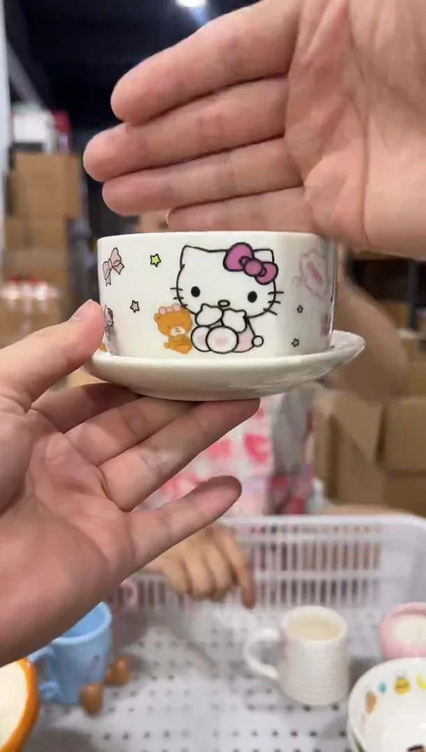瓷片白色kt猫一杯一碟