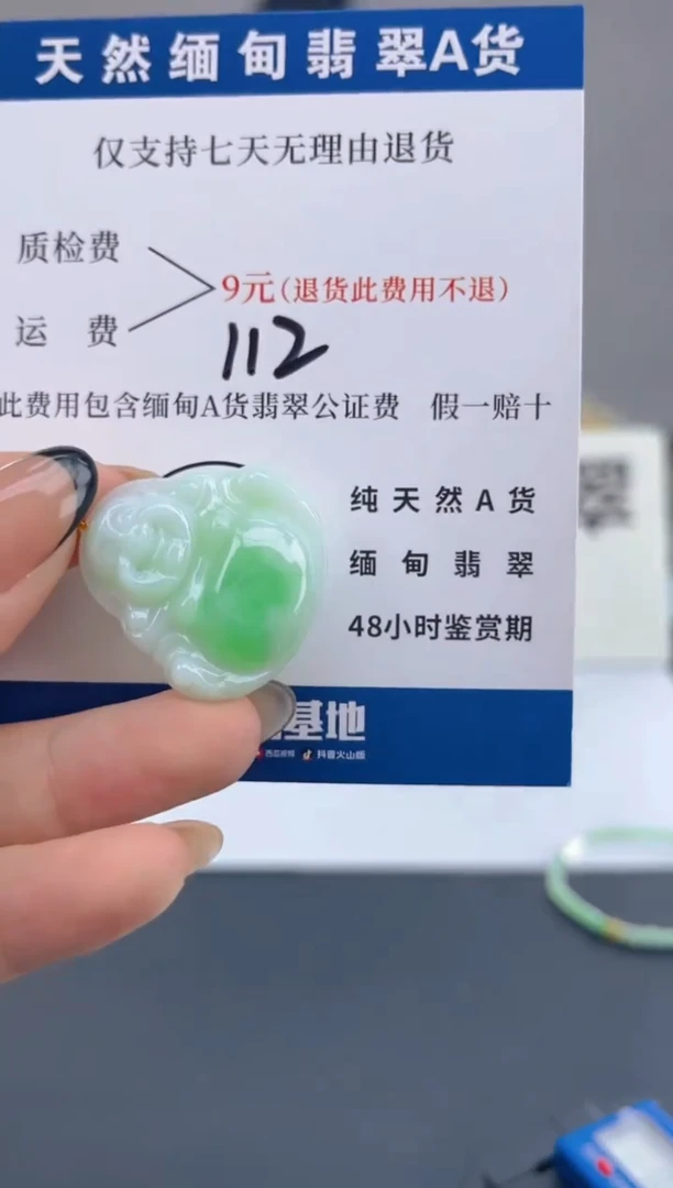 颈饰18K金镶嵌翡翠纯天然缅甸翡翠A货