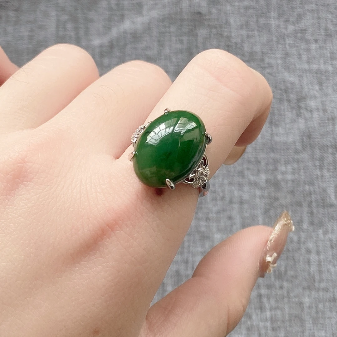 和田玉皇冠托戒指13*18尺寸多样性发货