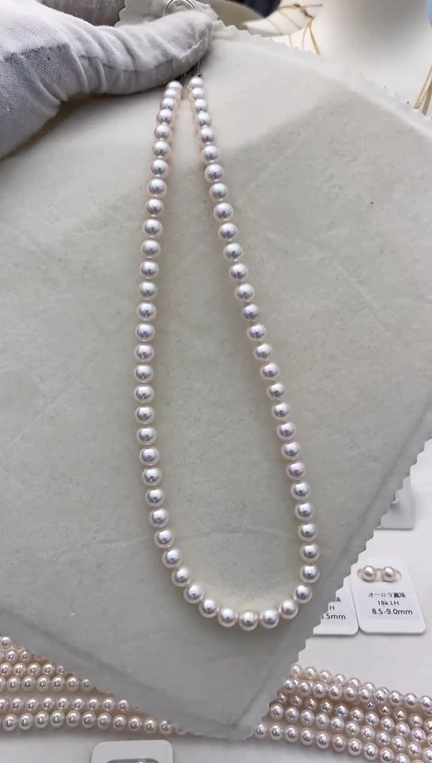 项链银S925镶嵌海水珍珠6.5-7.0mm