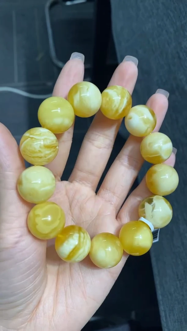 裸石蜜蜡未镶嵌瓷白妖花手串