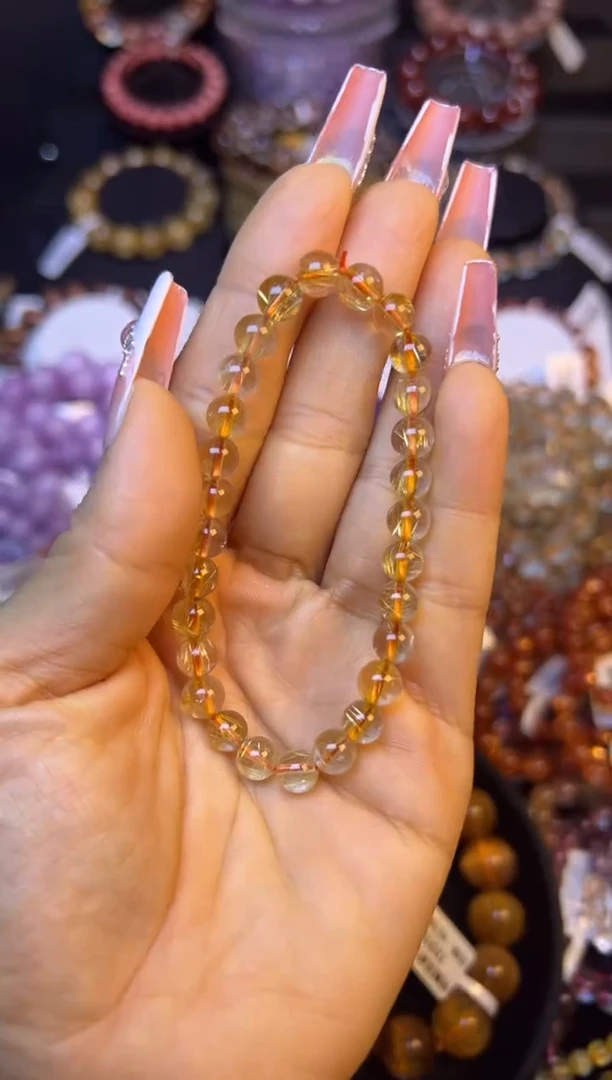 未镶嵌手串水晶金发晶6mm+