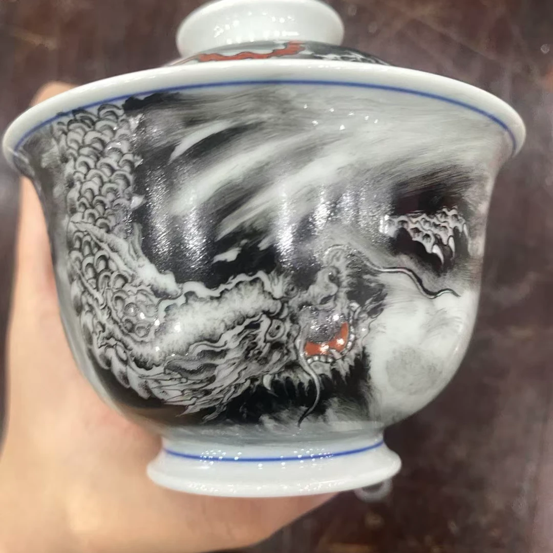 【江广严选】立勤堂墨龙盖碗