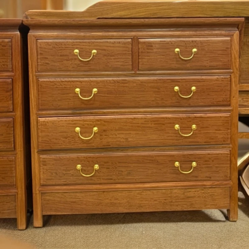 大果紫檀红木精品生磨五斗柜新中式家用