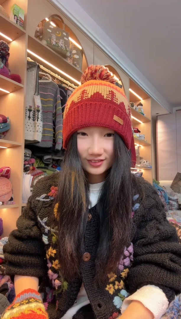 羊毛美利奴橘红小树翻边