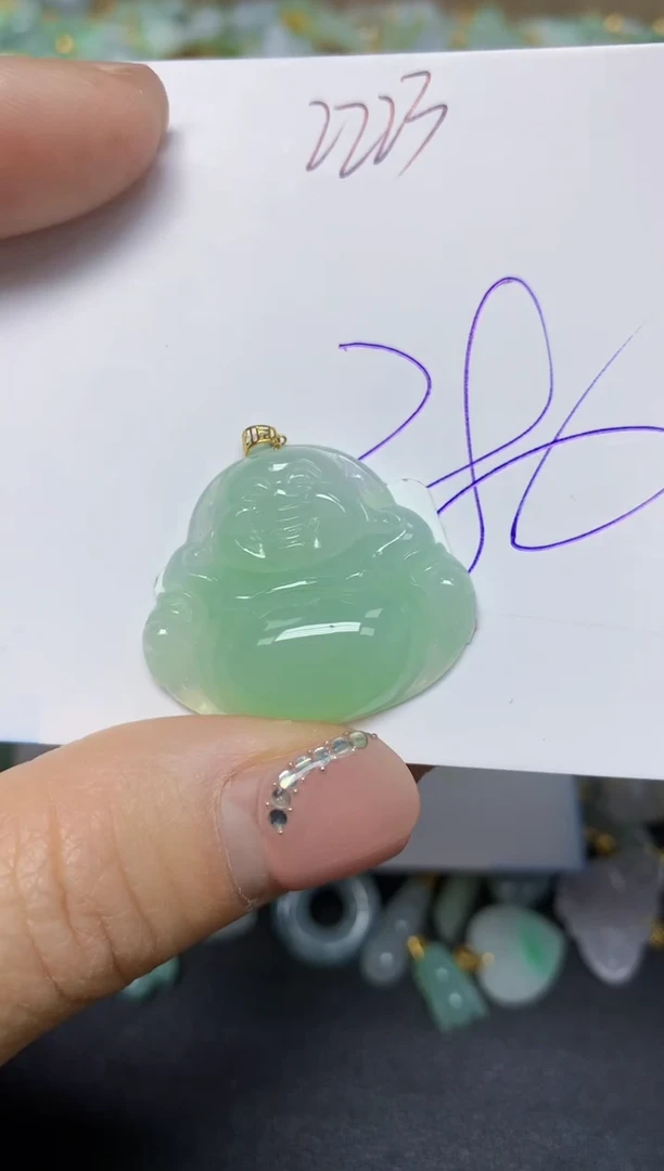 【闪购商品】翡翠挂件18K金镶嵌 天然翡翠A货