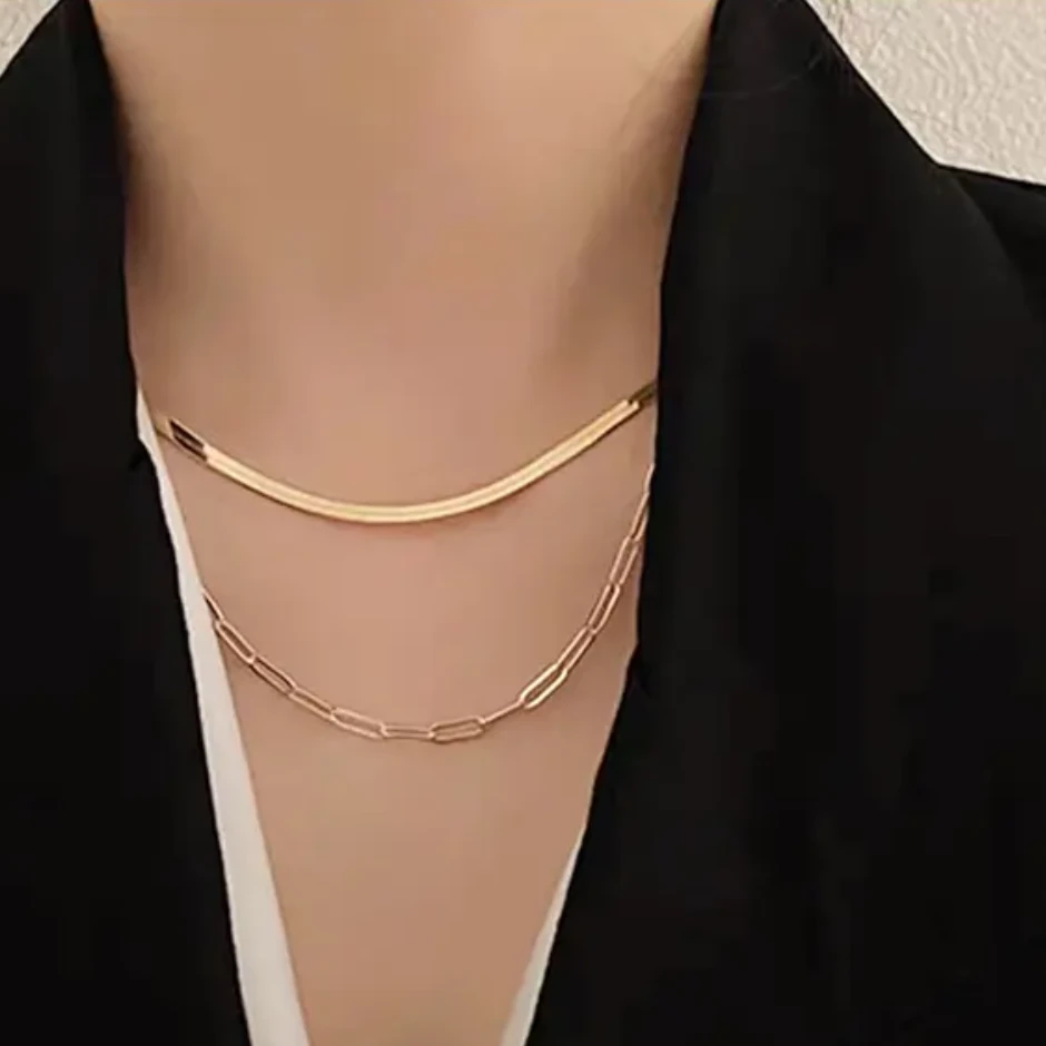 链子925银 梵花 Varluft 法式双层叠戴蛇骨项链女轻奢小众