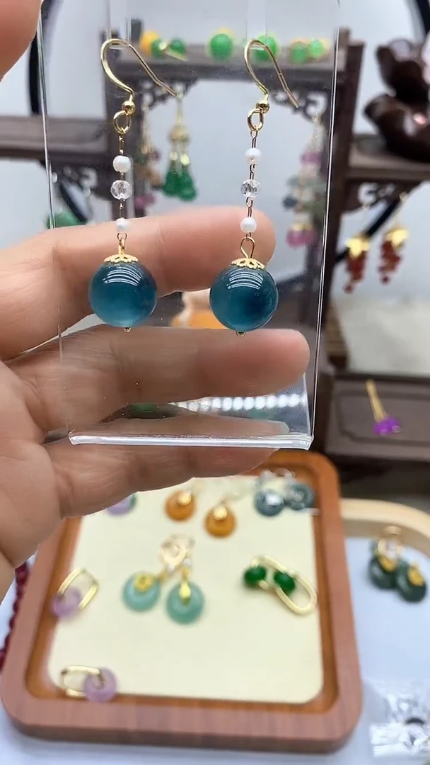 玛瑙/玉髓耳饰14K金镶嵌46