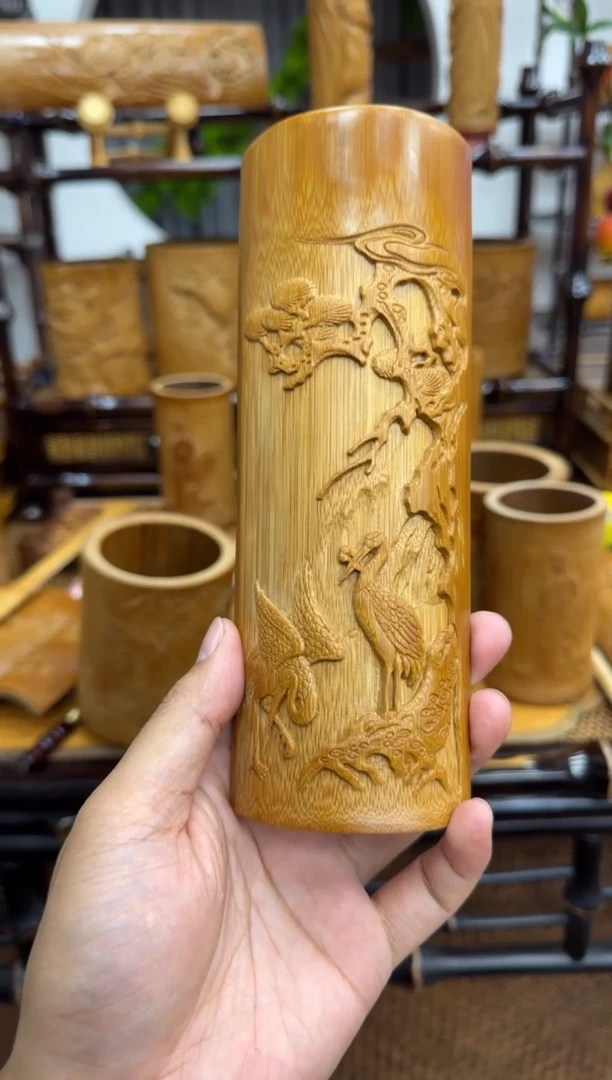 竹手工艺松鹤题材茶则
