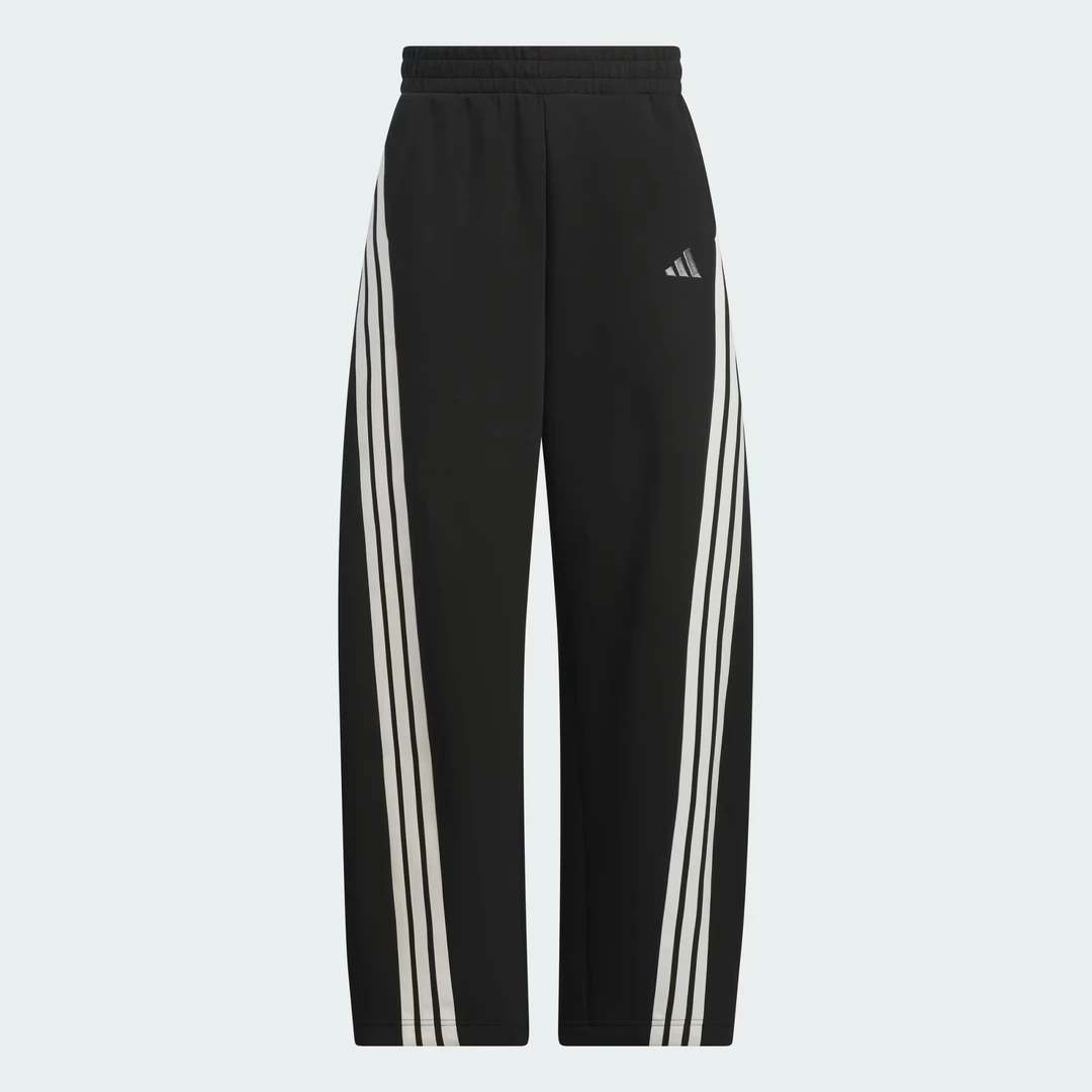 阿迪达斯/adidas女子黑色三条纹宽松运动休闲香蕉裤 KB8998