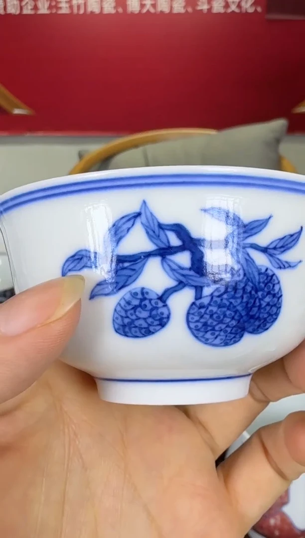 瓷003函夏非遗青花三多主人杯