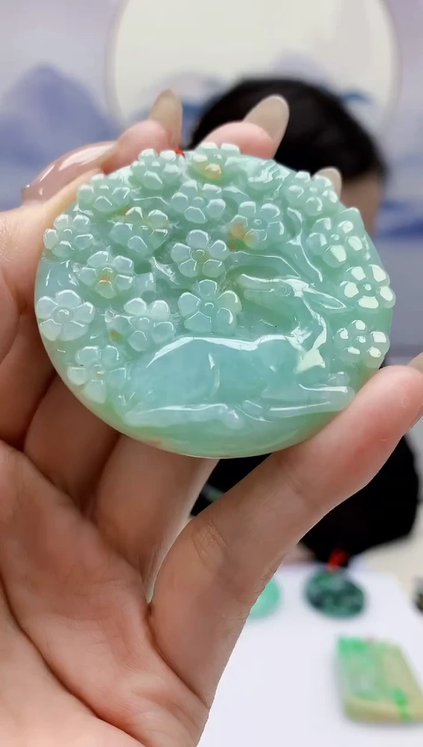 定制翡翠未镶嵌4852MM-毛货挂件54