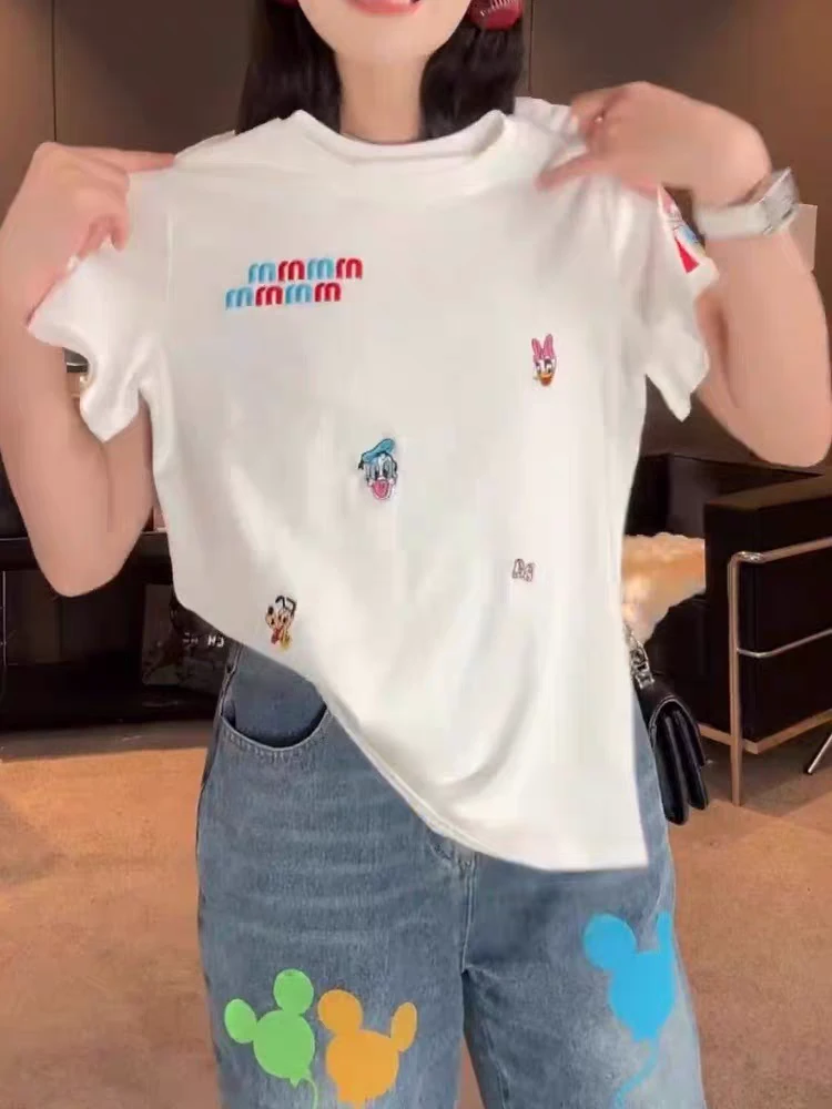 欧货夏季短袖针织衫女夏季字母刺绣高级感轻奢显瘦减龄上衣X165