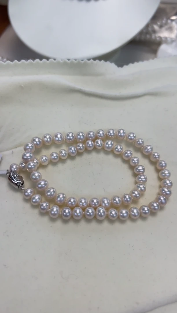 颈饰银S925镶嵌淡水珍珠6.5-7.5MM无核