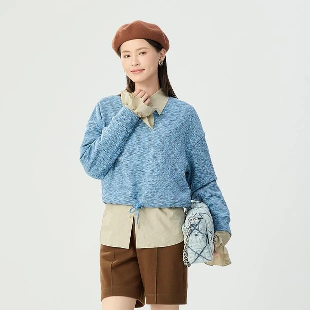 AMASS/阿玛施新款高能感休闲百搭宽松长袖廓形圆领卫衣女5300981