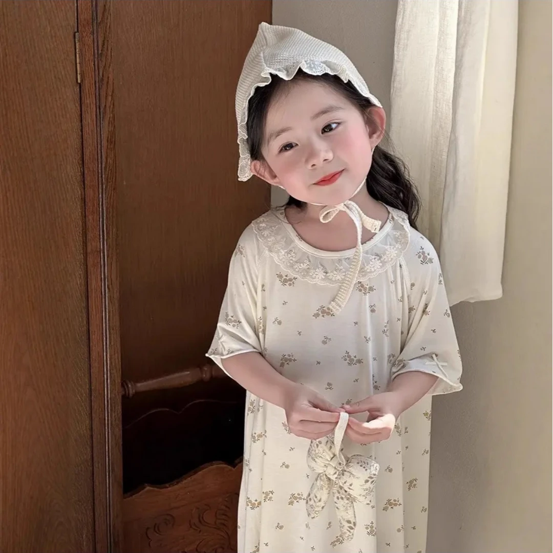 拉菲象50支优可丝女童小清新睡裙