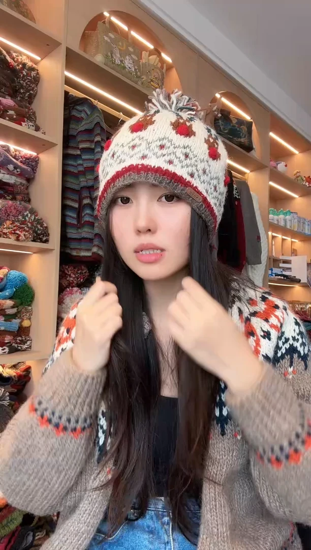 羊毛白色麋鹿帽