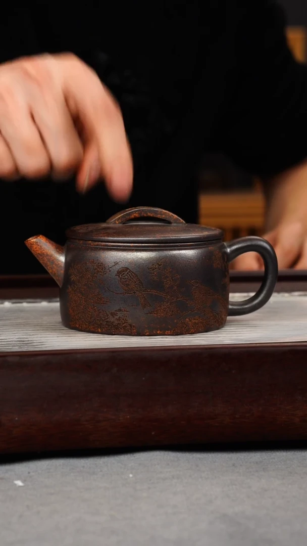 【闪购商品】紫砂茶壶铁砂段 柴烧 汉瓦 花鸟