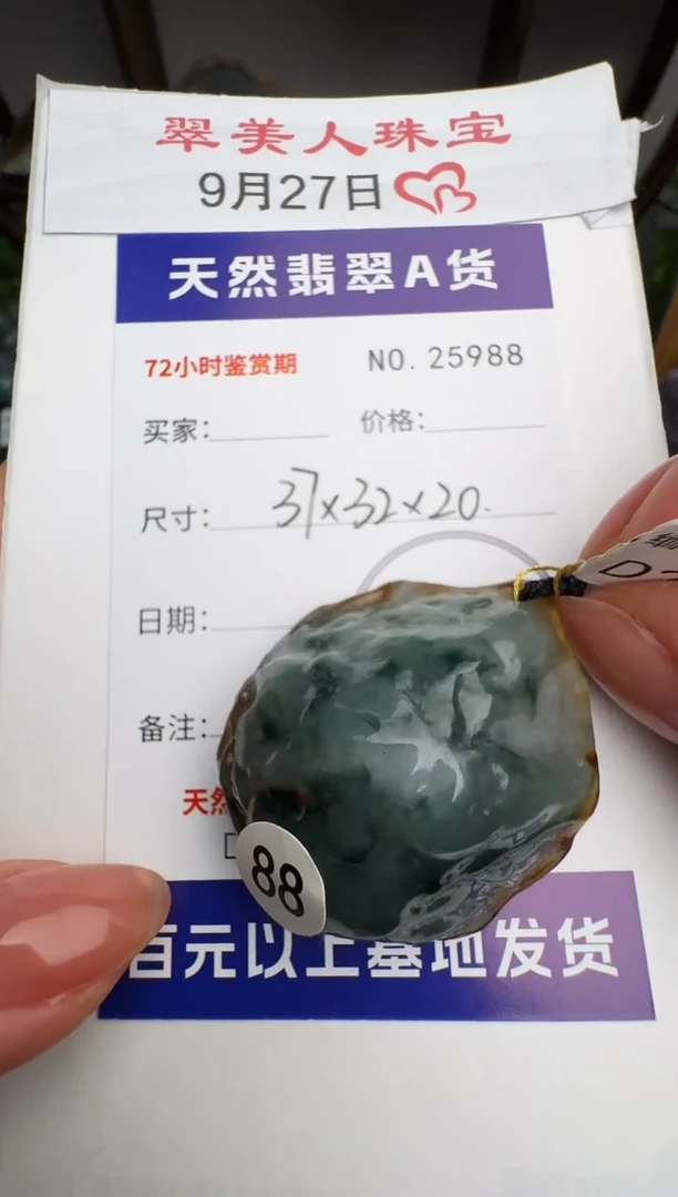 颈饰未镶嵌翡翠b****d原石25988