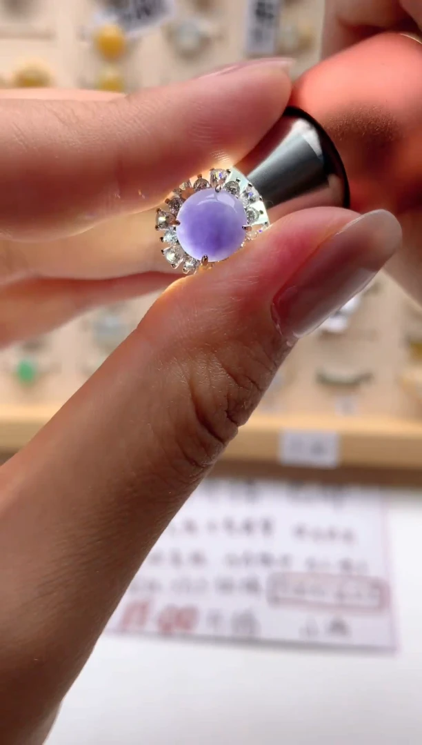 翡翠戒指银S925镶嵌白*.156