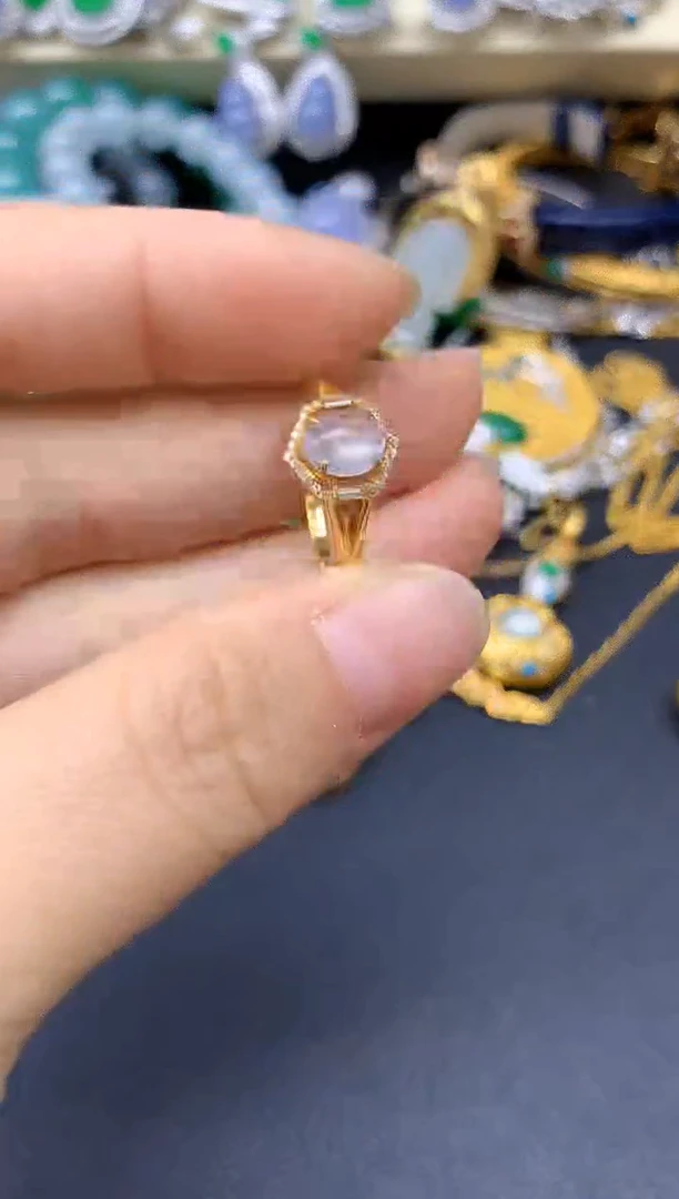 18K金镶嵌戒指翡翠346-翡翠雪姐天天见1