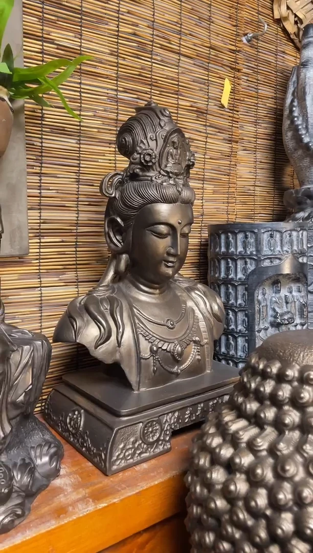 石材50半身观音天然青石雕刻