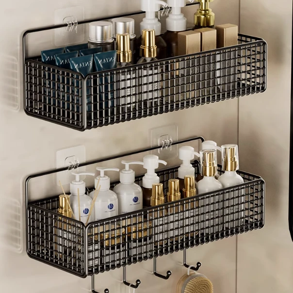 免打孔墙上置物架卫生间贴墙壁挂收纳整理架寝室宿舍床头墙面书架