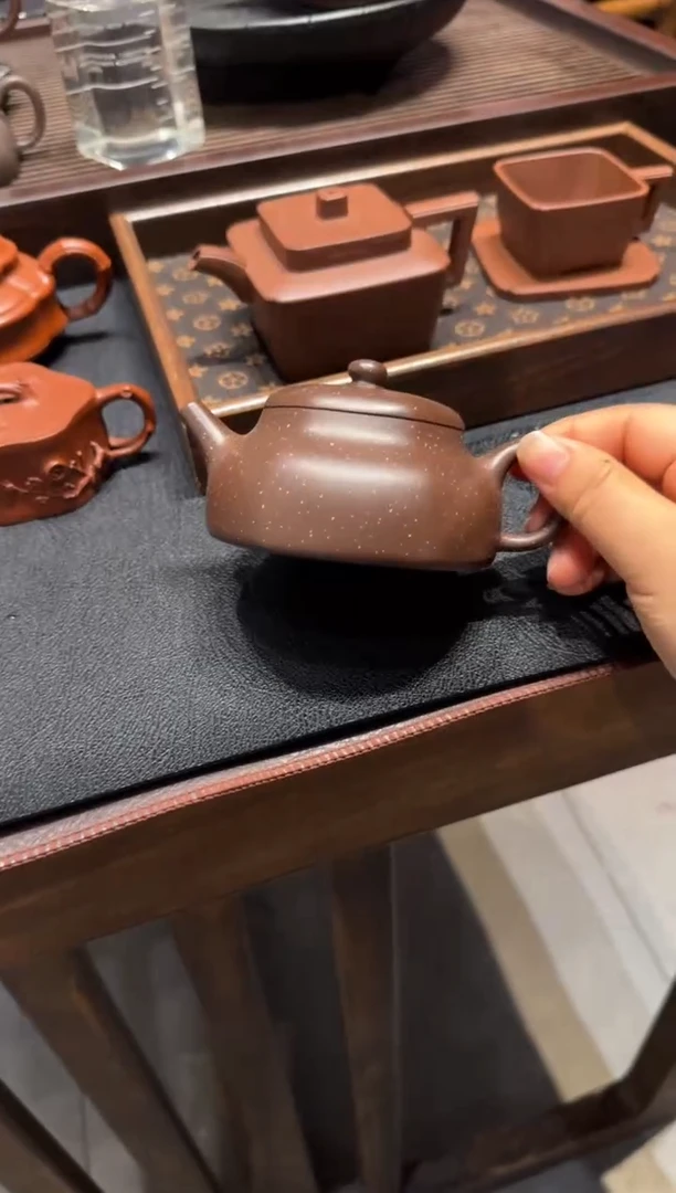 茶壶紫砂背***理六方静乐 铺砂
