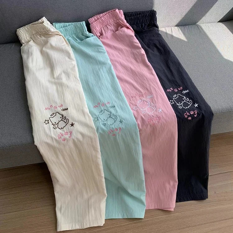 小猫吃不饱原创天使小猫刺绣山本裤夏季防晒垂感阔腿裤冰丝长裤