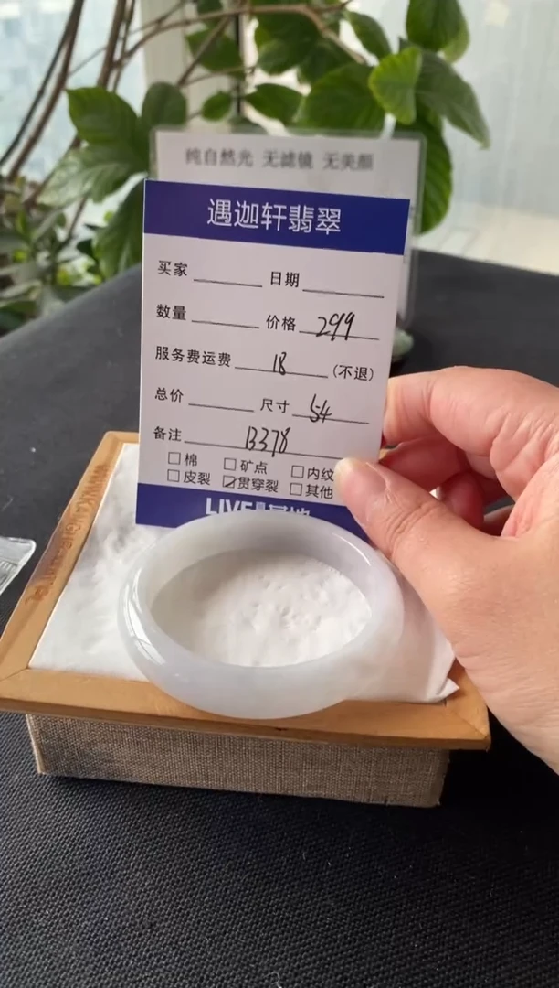 【闪购商品】翡翠手镯未镶嵌54圈口 B378编码