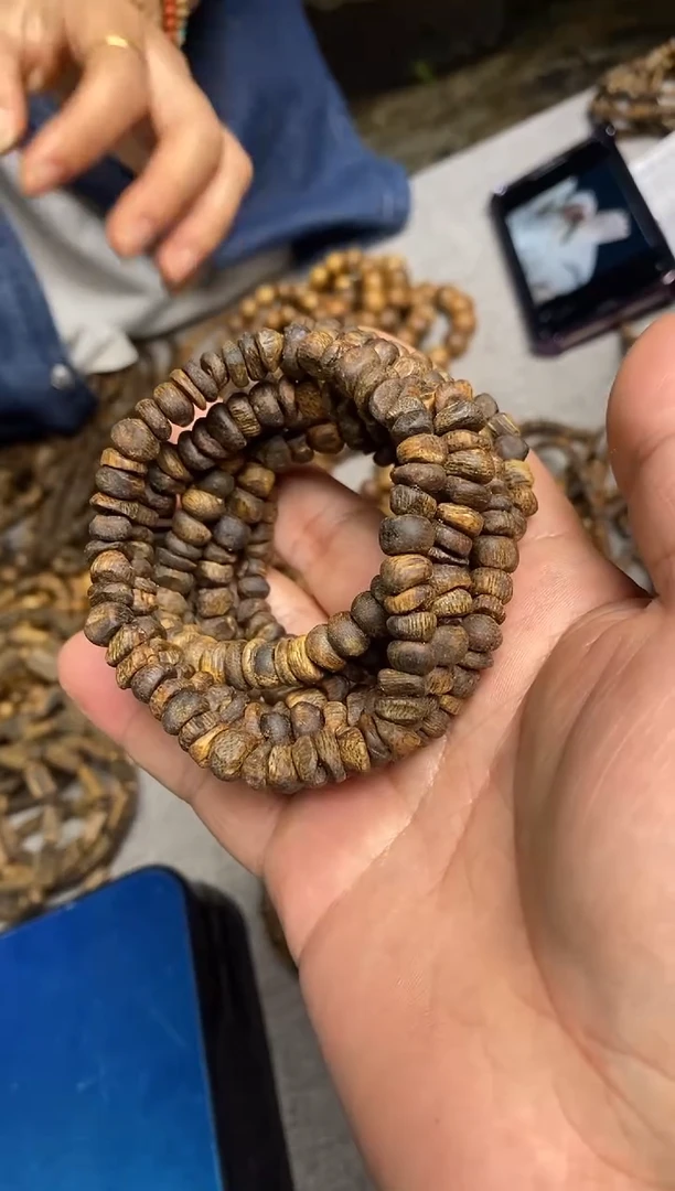 沉香手串沉水随型树丁包壳珠单圈手串6+多样性发一