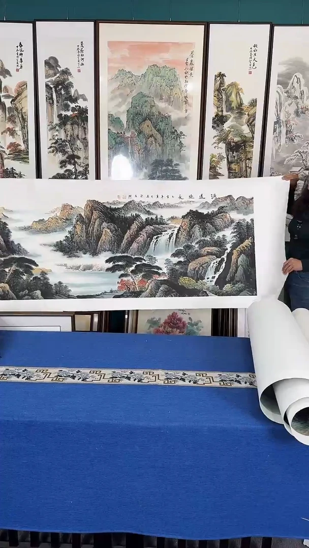 国画山水 画芯 70*180