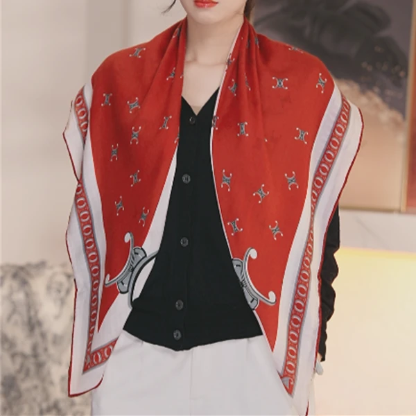 奢凌羊【凯歌】95*95纯山羊绒时尚百搭披肩秋冬围巾手工精卷边