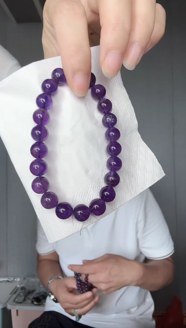 紫晶手链未镶嵌天然紫水晶卡8MM手链多样性发一件