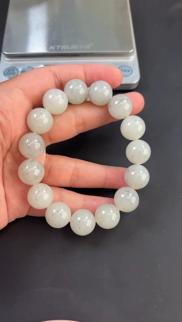 手串未镶嵌和田玉黑山微色差卡14手串m