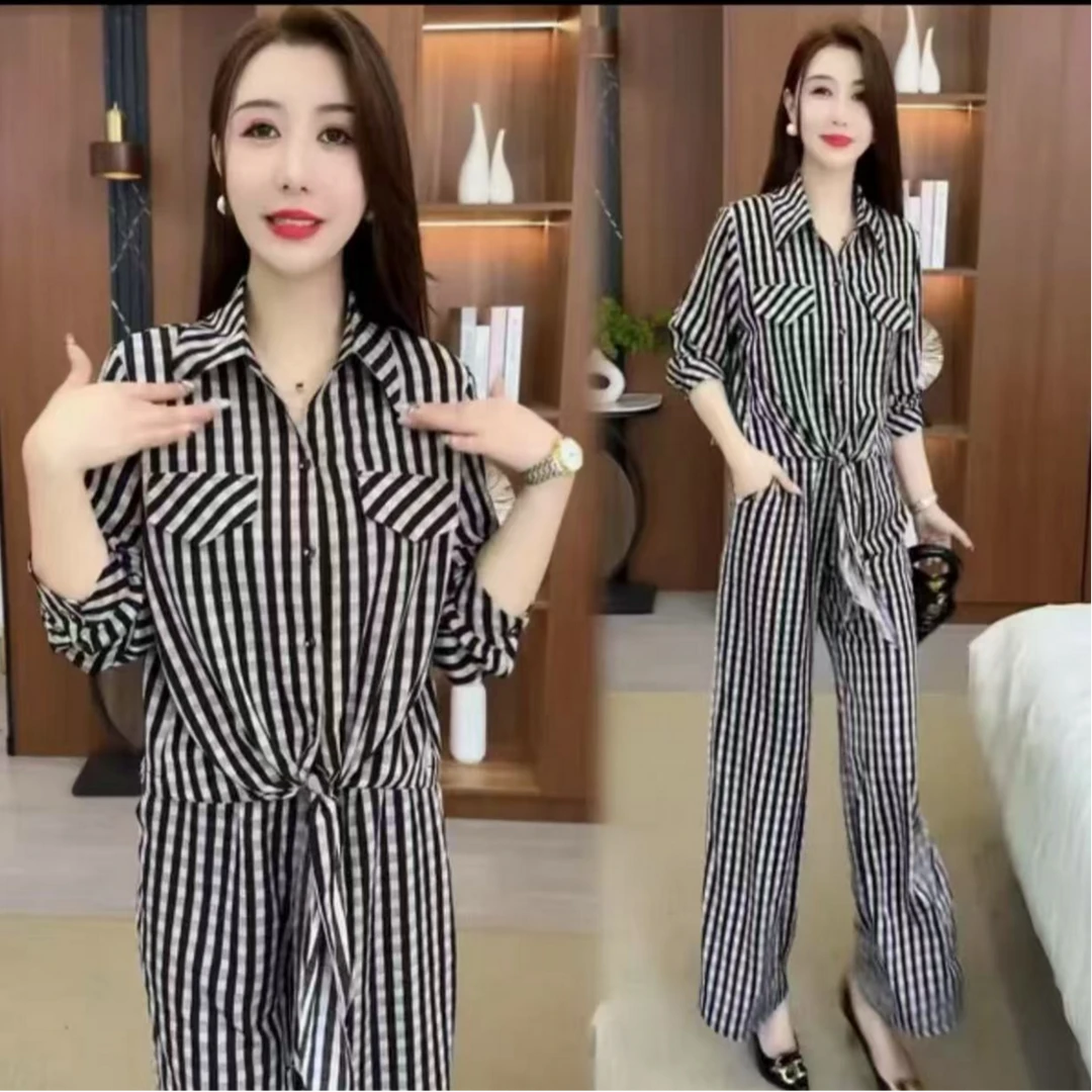 【衣雅严选】8083-1426#新款修身简约款格子上衣加裤子套装