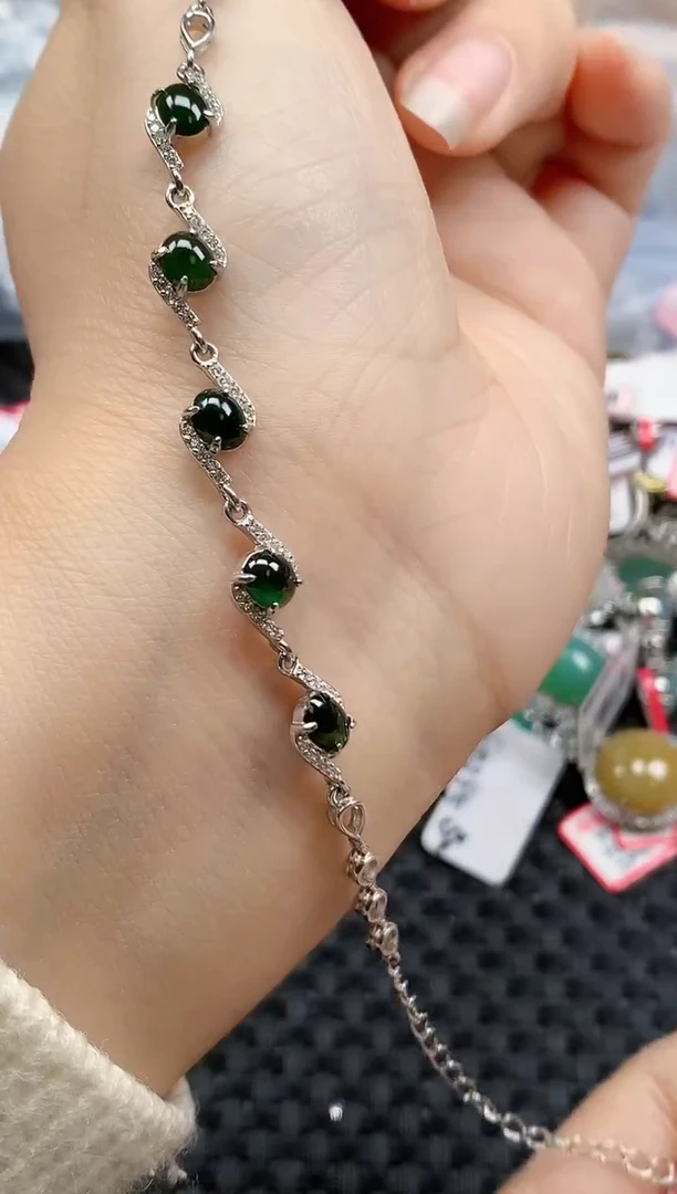 银S925镶嵌戒指翡翠天然A货缅甸翡翠