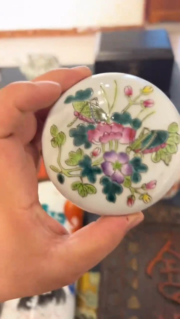 摆件瓷摆件瓷摆件荷花墨盒
